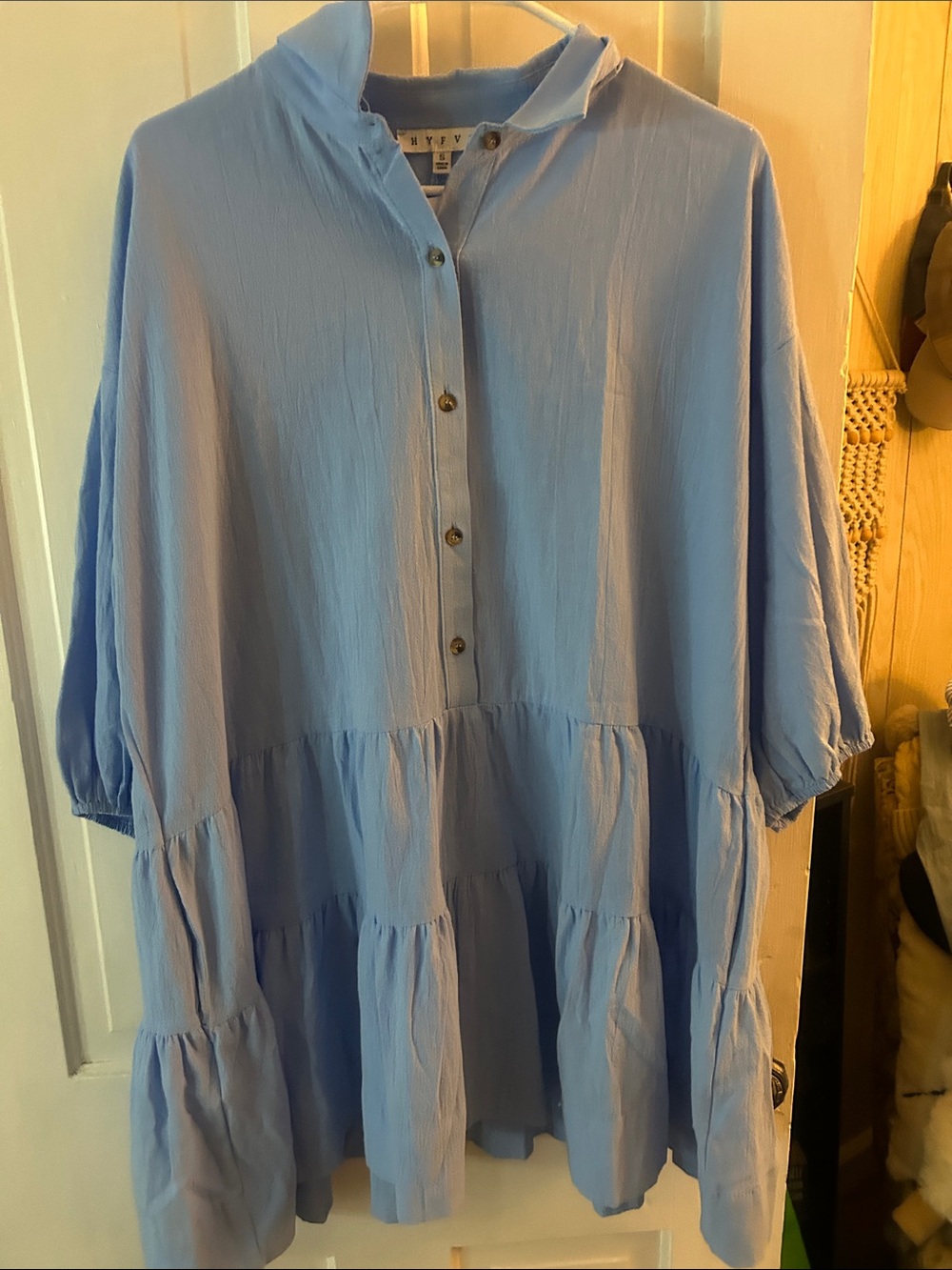 HYFVE Light Blue Button-Front Smock Top